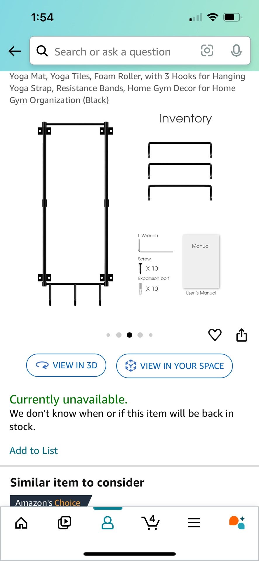 Yoga Mat Holder ( Wall Mount)