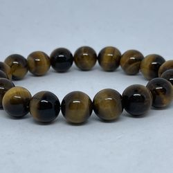 NATURAL Charged LARGE Tiger Eye Bracelet (known For: healer, Protect Against Negative Energy,decision & $ Making, Calm Emotions)