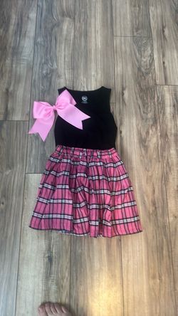 Girls Black and Pink Plaid Dress
