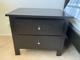 Pair of Black-Brown 2-Drawer Nightstands