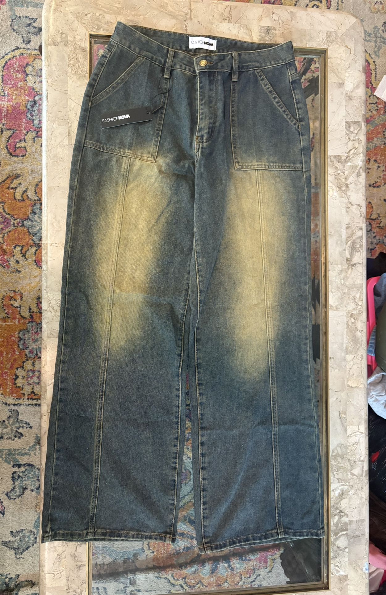 Fashion Nova Living For It Tinted Straight Leg Jeans - Medium Wash