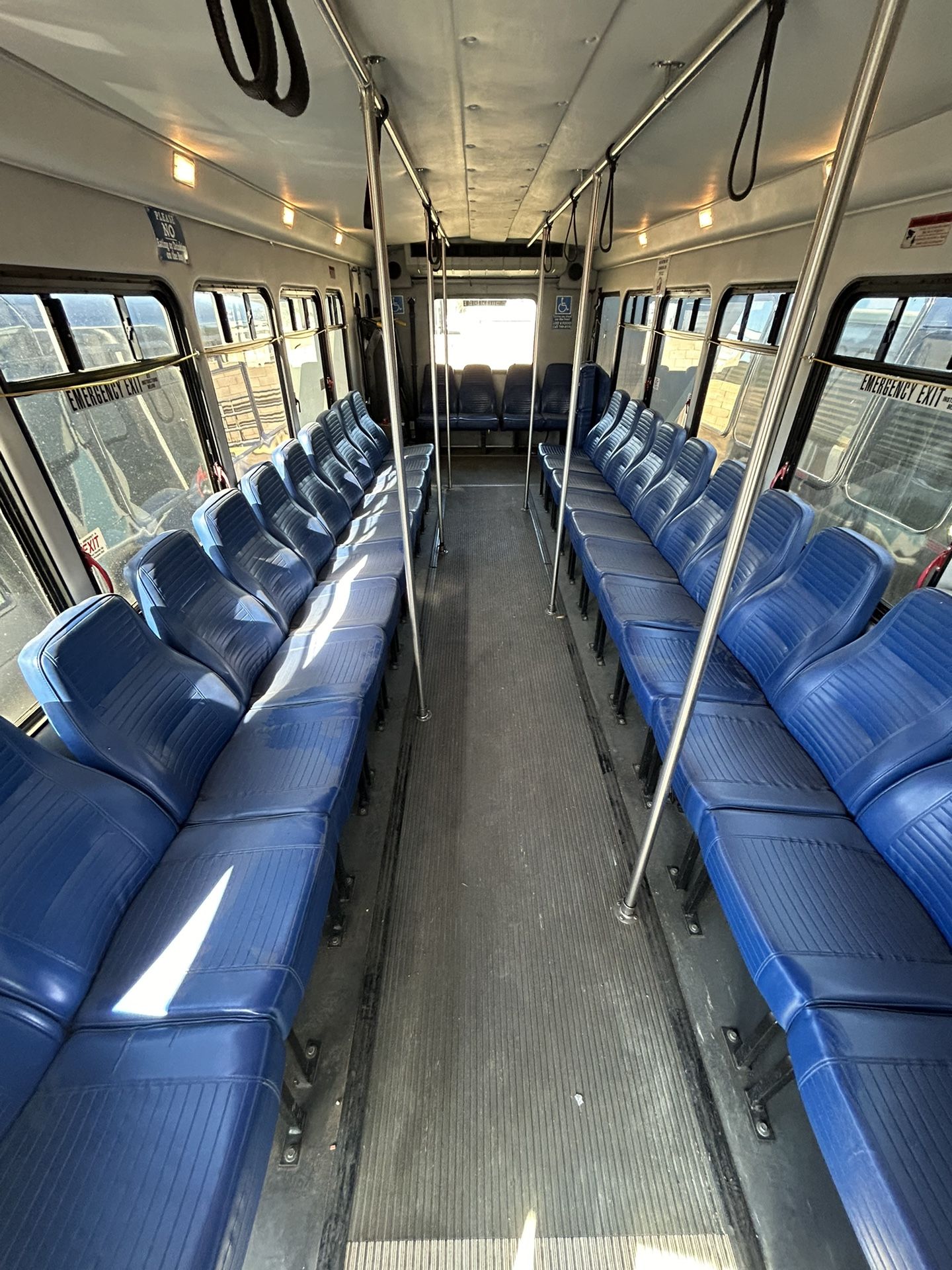 Bus Seats all matching blue leather Freeman