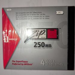 Iomega 250MB Zip Disks PC Formatted Pack of 4 NEW Sealed