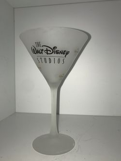 Vintage Walt Disney studios etched frosted martini glass