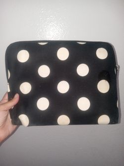 Neoprene Laptop Sleeve, Black & White Polka Dot, Zippered