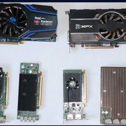LOT of 6 graphics cards - (UNTESTED - SOLD AS IS) - NVIDIA / AMD graphics cards