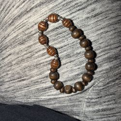 Brown and silver beaded bracelet