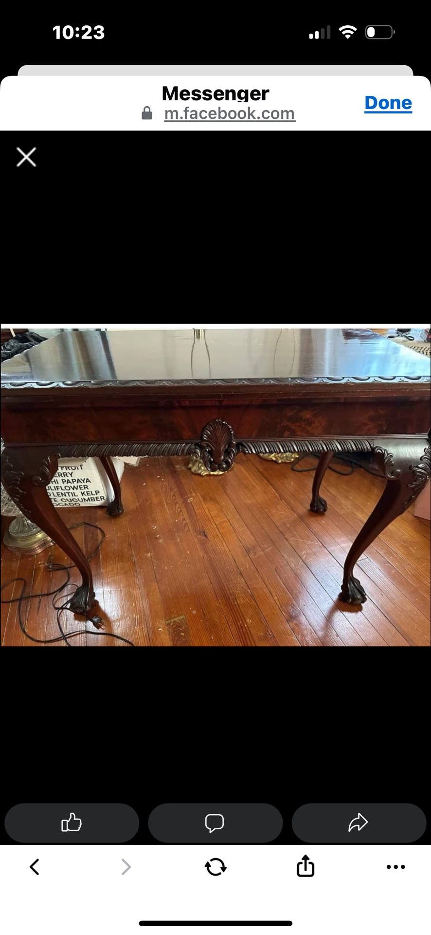 Antique  Wood Table “slider” With  6Chairs  Dining Room Table 