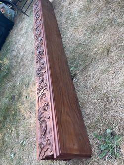 Hand carved fp mantel shelf-81” W  7” tall