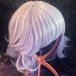 Periwinkle & white bob wig