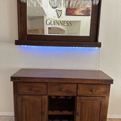 Wood Guinness Bar Mirror with Sideboard