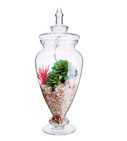 Glass Large Apothecary Jars, Clear Candy Bowl Dishes Holder Elegant Storage Buffet Display, Decorative Wedding Candy Organizer Canisters (Height: 17.5