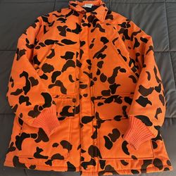 Vintage Walls Blizzard Pruf Jacket Mens Large Orange Duck Camo USA Made Hunting