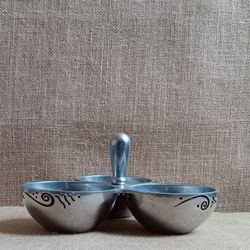 LENOX Spyro 3 Bowl Set Handle Server, Center Handle Server Spyro by LENOX, Metal Serving Bowls