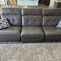 Gray Leather Reclining Couches.  Sofa And love.  Motorized. 