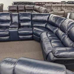 New Ink Blue Power Recliner Sectional Couch / Free Delivery 