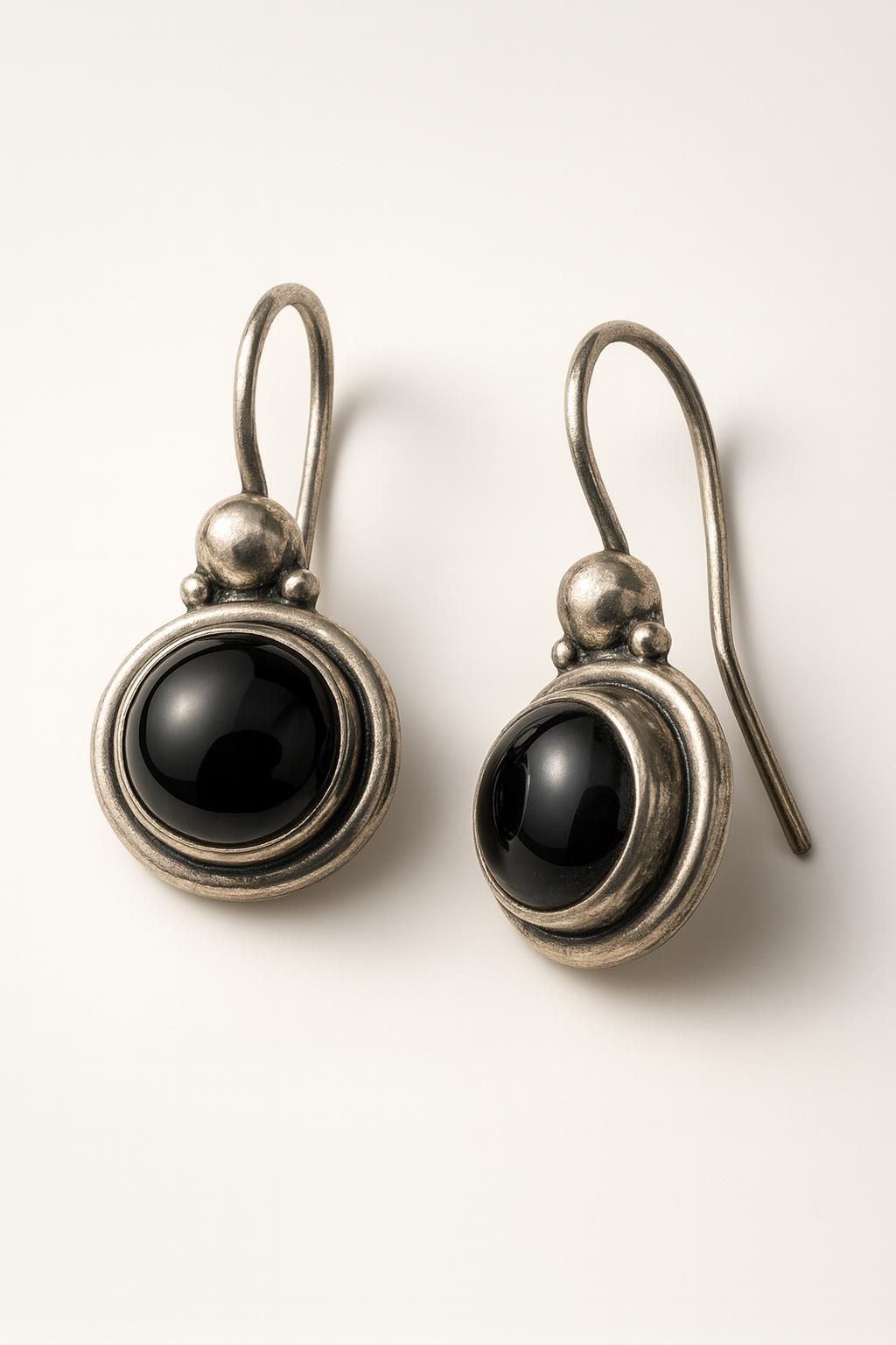 Vintage Silver Earrings w/ Onyx
