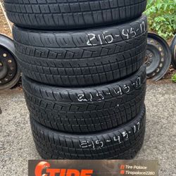 Used tires  215/45/17 all season continental mount & balance recycling included in price$250 