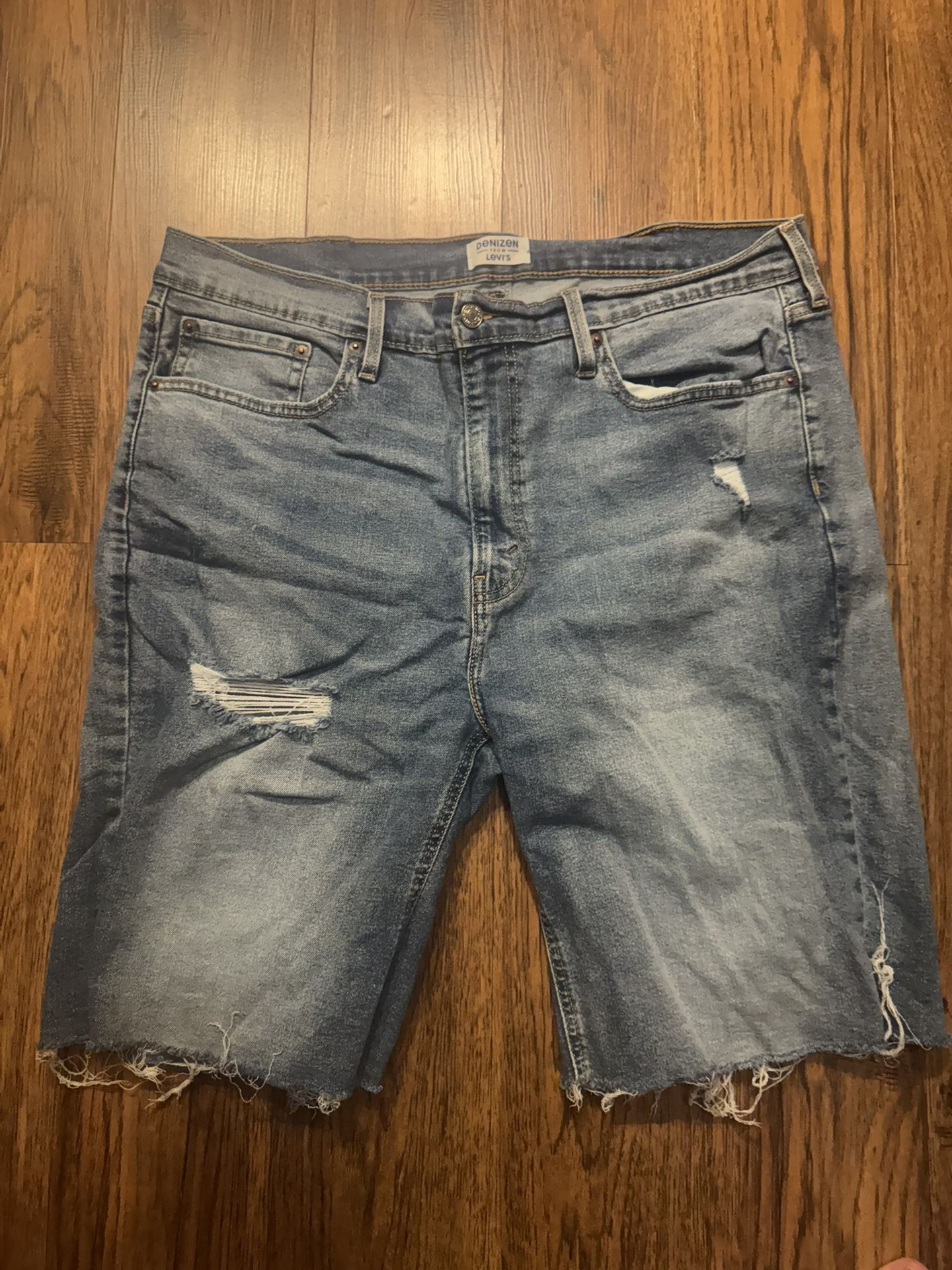 Denizen from Levi's Shorts Mens 38 Blue Denim Cutoff Frayed Hem Distressed