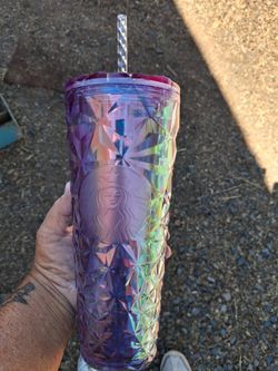 Starbucks Iridescent Diamond Tumbler with Straw
