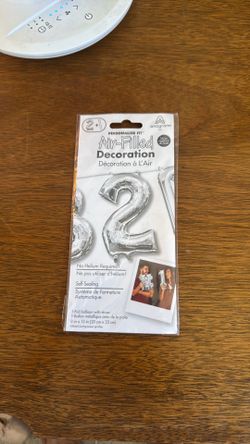 New In Package Anagram Air Filled Silver Number 2 Balloon Party Decoration16 Inches