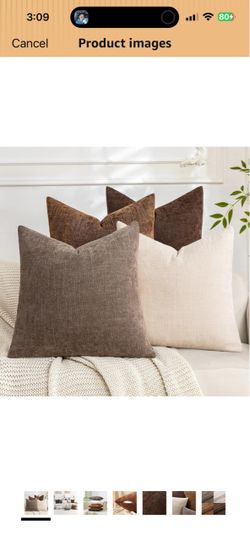 Set of 4 Soft Textured Decorative Throw Pillow Covers 20x20 Inch Cozy Farmhouse Cushion Cover Square Accent Pillow Cases for Bed Couch Sofa Living Roo