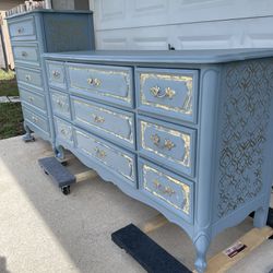 Vintage French Provincial Henry Link Blue Painted Dressers ,  $425 each
