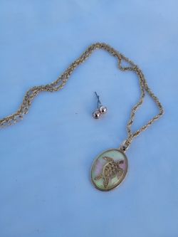 Pink And Gold Turtle Pendant Necklace
