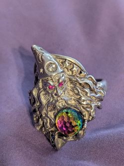 Merlin the wizard ring size 10+ sterling silver over 60 years old