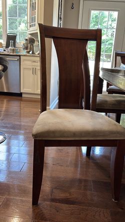 Wood Dining Table and Chair with Upholstered Seat and 8 seat table