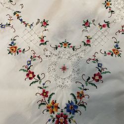 Vintage hand-embroidered table cloth