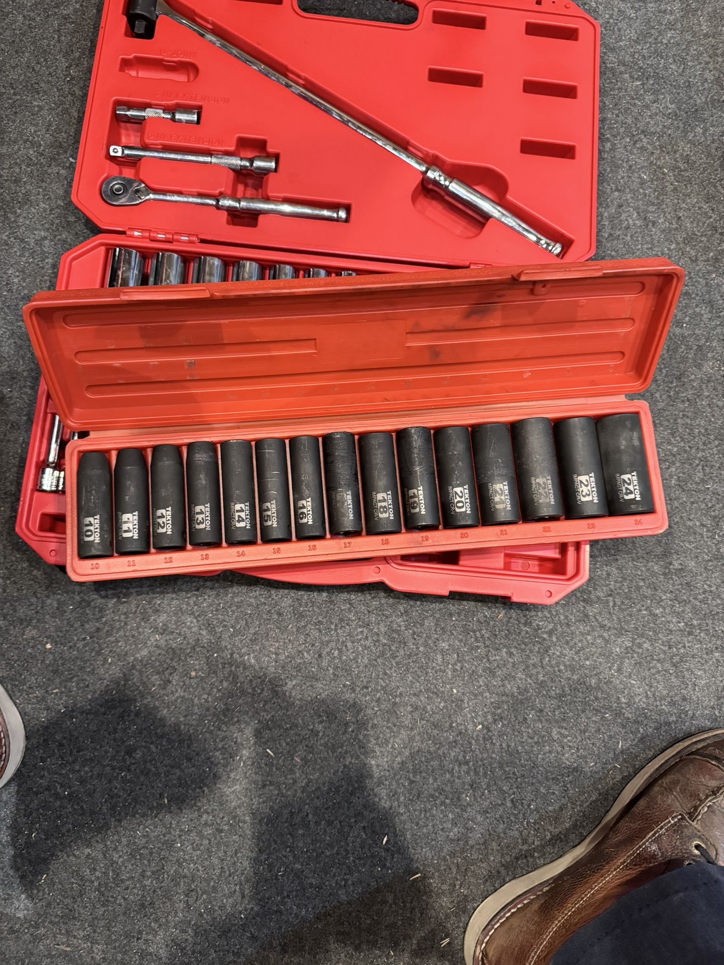TEKTON 1/2 Inch Drive 6-Point Deep Impact Socket Set 15-Piece