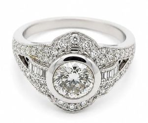 Sheffield and Sons Platinum 1.01 Ct Diamond Ring with 0.84 CTW Accent Diamonds