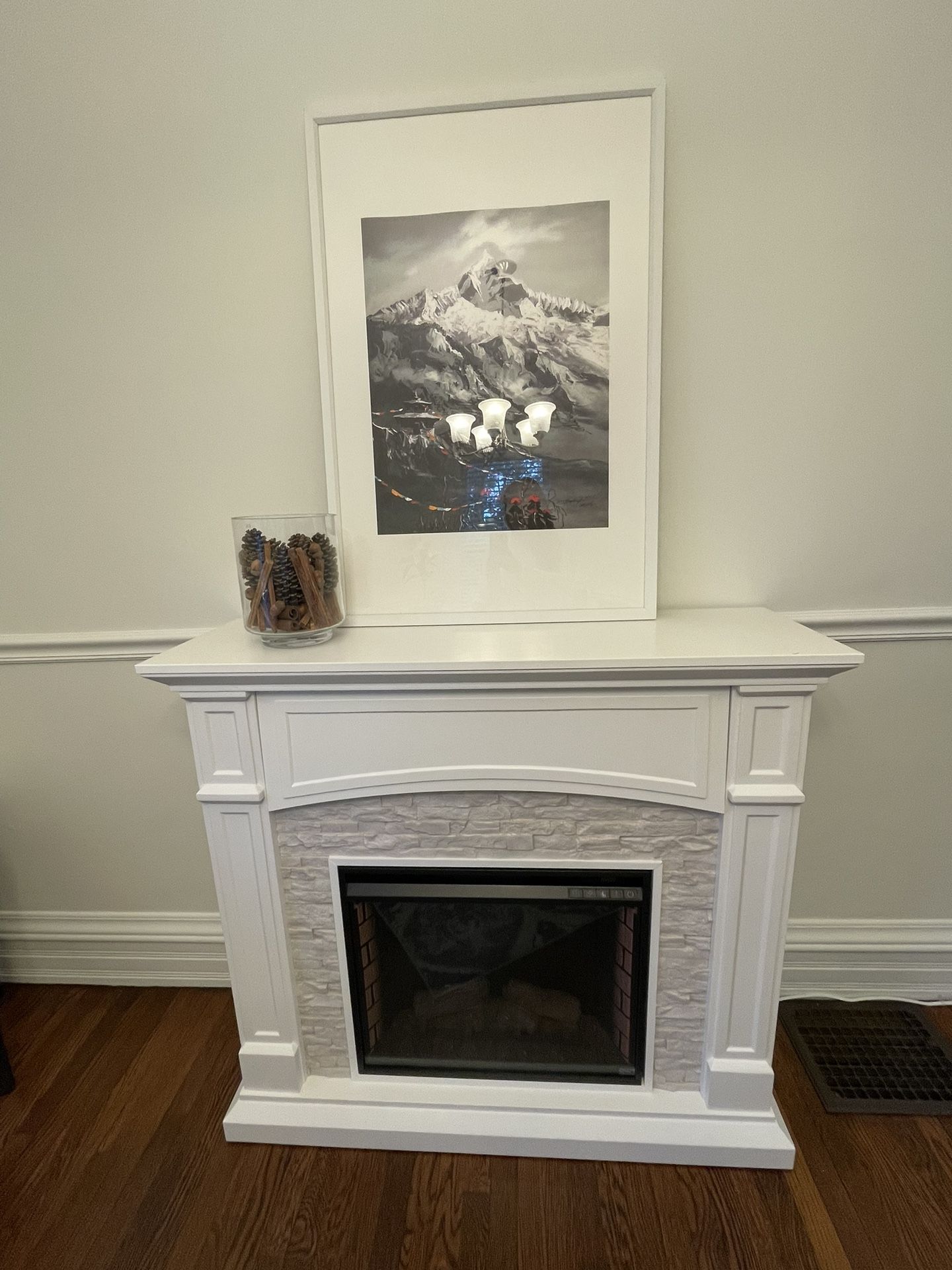 Electric Fireplace with Mantel White with Remote