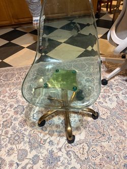Clear Acrylic Rolling Office Chair Gold Base