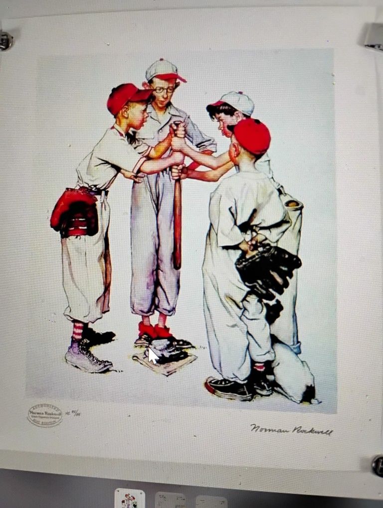 Art Norman Rockwell Four Sporting Boys With COA