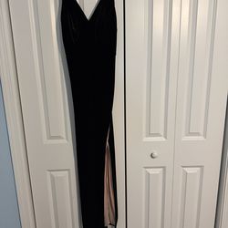 City Vibe Black Velvet Long Side Slit Dress Size 5