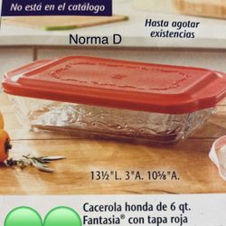 Molde De 6 Qts Con Tapa Roja Para Lasaña Nuevo En Su Caja 🌺 Princess House 🌺