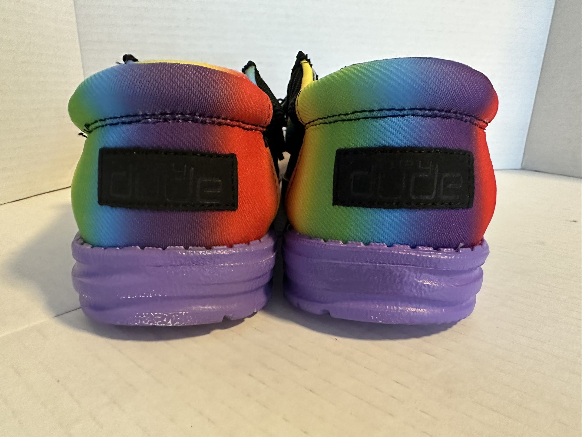 Hey Dude Men’s 10 Black Sneakers with Rainbow Trim Rainbow Hey Dudes - Etsy main image 2
