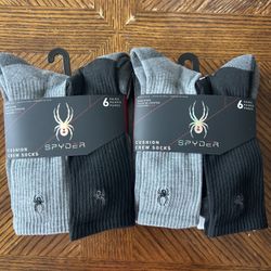 NEW Spyder men’s cushion crew socks 12 pairs 