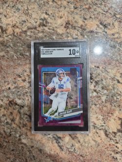 2023 Panini Clearly Donruss Jared Goff Purple /199 SGC 10