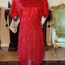 NWT REBA Red Sequin Dress Size 6