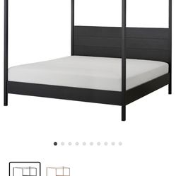 YTTERVÅG Four-poster bed frame, black, King