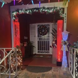 Two Beautiful Tall Plug-In Acrylic Sensory Water Bubble Tubes - Light Color Red - For Halloween And Christmas - Read Description