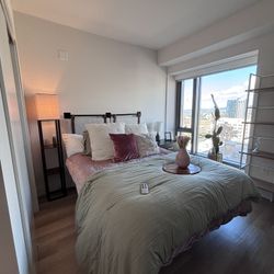 Queen Adjustable Bed + Headboard + West Elm Bedding (Full Bedroom Setup)