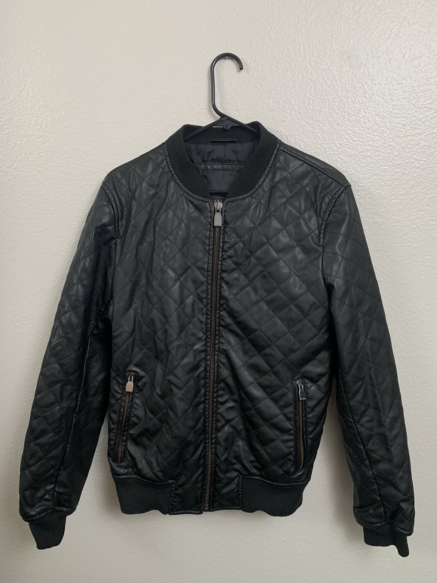 Zara Faux Leather Bomber Jacket