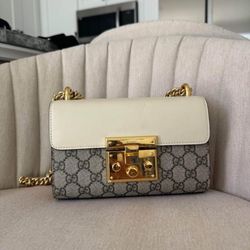 Gucci GG Supreme Padlock Leather Chain Shoulder Bag