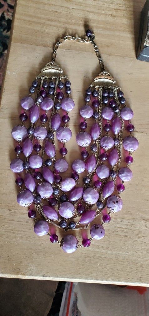 Vintage Bib Necklace With 9 Strands