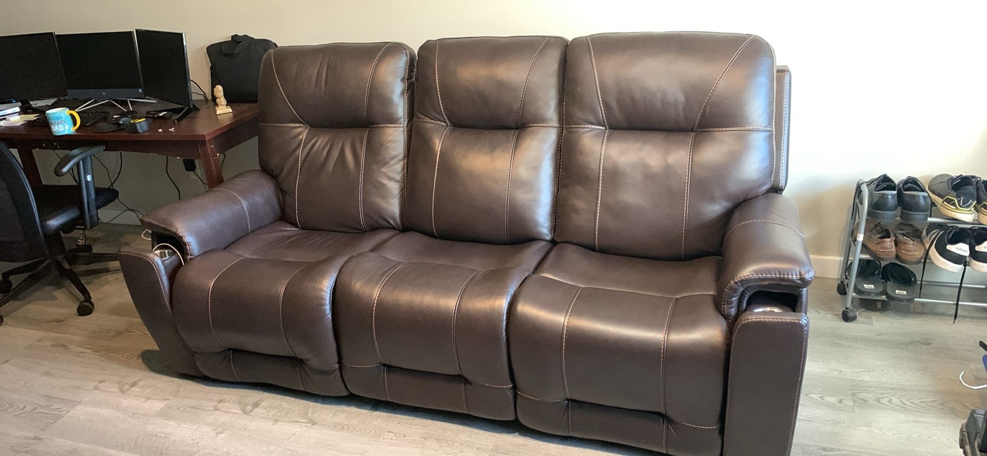 Real Leather Electric Recliner Couch From Ray Moore, & Flanagan