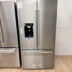 New KitchenAid 23.8 cu. ft. French Door Counter-Depth Refrigerator KRFC704FPS